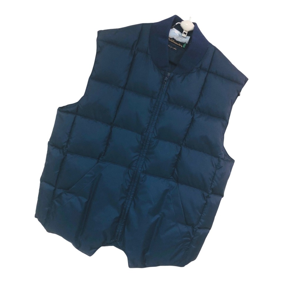 VTG 90s Sears Fieldmaster Goose Down Puffer Vest Blue Gorpcore Workwear Mens M